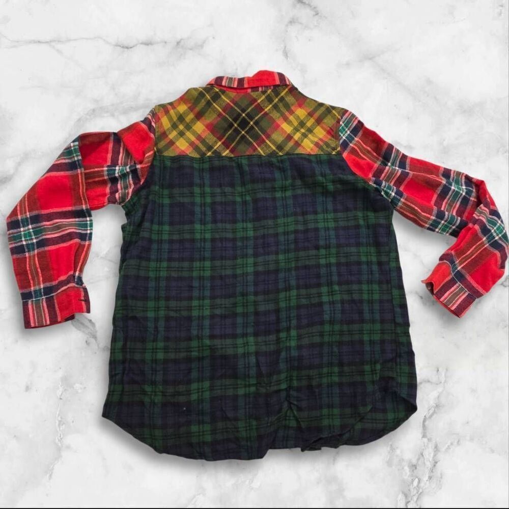 Blair Plaid Floral Print Long Sleeve Flannel Size Medium - Picture 3 of 3